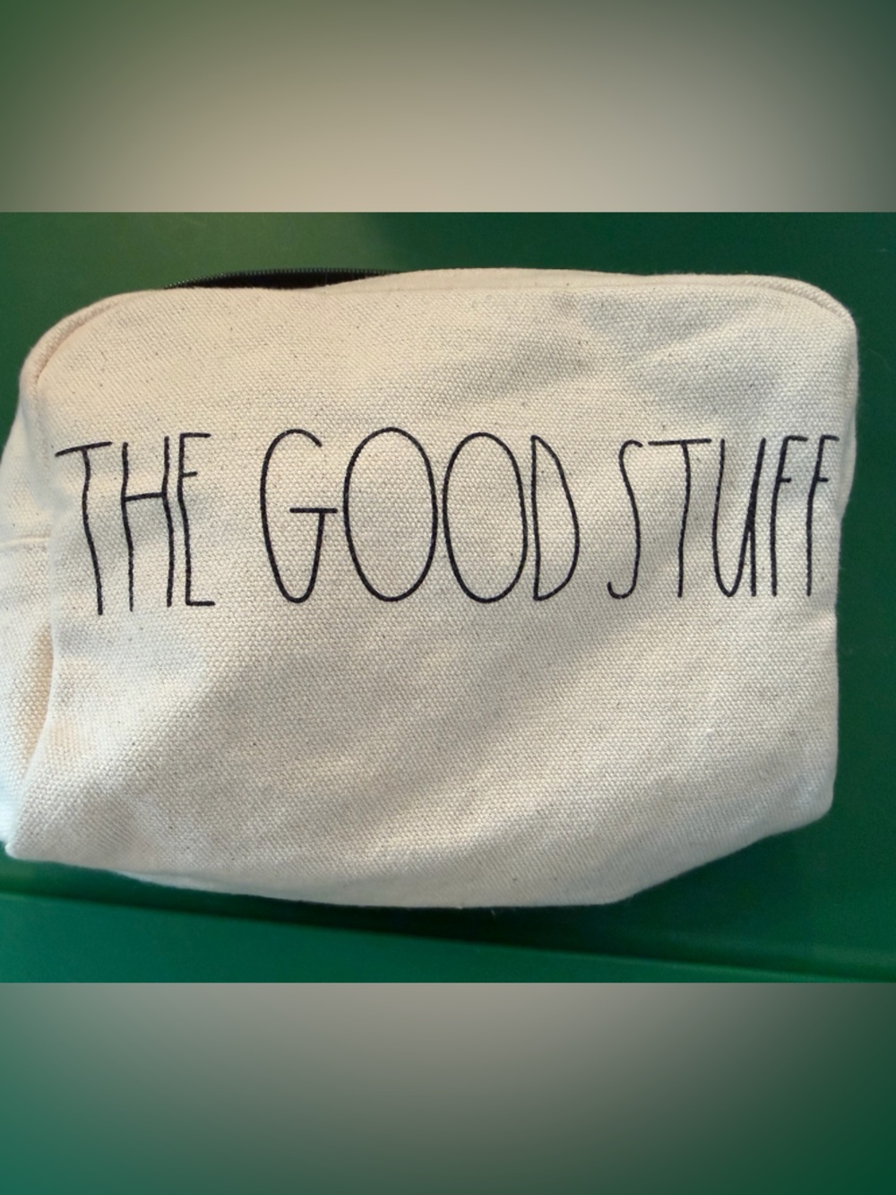 Canvas zippered pouch with Black Script